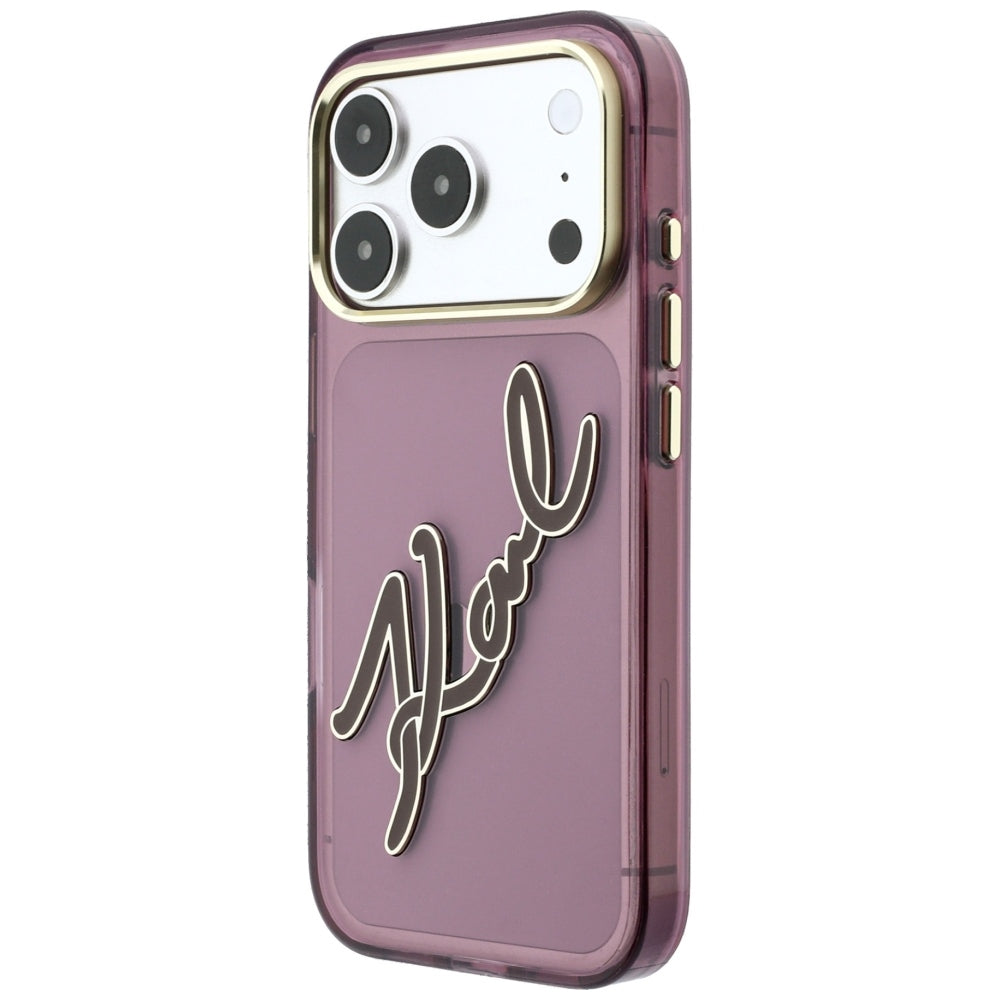 Deksel for Apple iPhone 18 Pro Max / 17 Pro Max, Karl Lagerfeld, IML Big Signature Resin Logo Metallramme, Burgunder