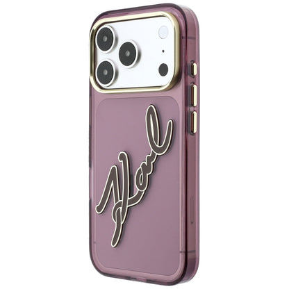 Deksel for Apple iPhone 18 Pro Max / 17 Pro Max, Karl Lagerfeld, IML Big Signature Resin Logo Metallramme, Burgunder