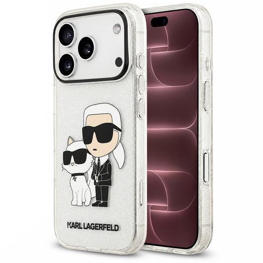 Deksel til Apple iPhone 18 Pro Max / 17 Pro Max, Karl Lagerfeld, IML Glitter Karl and Choupette NFT, gjennomsiktig