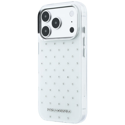 Deksel for Apple iPhone 18 Pro Max / 17 Pro Max, Karl Lagerfeld, IML Rhinestones og Elektroplettert Logo, Hvit