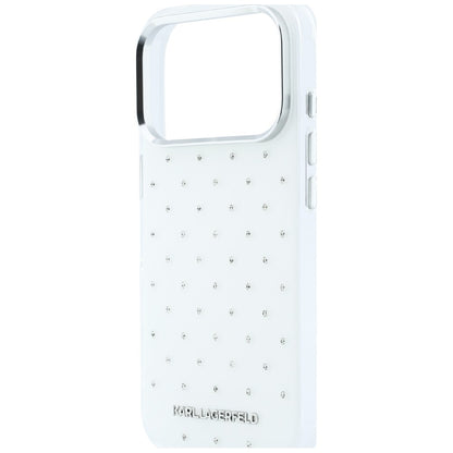 Deksel for Apple iPhone 18 Pro Max / 17 Pro Max, Karl Lagerfeld, IML Rhinestones og Elektroplettert Logo, Hvit