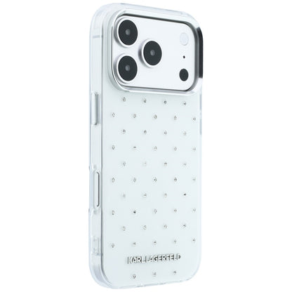 Deksel for Apple iPhone 18 Pro Max / 17 Pro Max, Karl Lagerfeld, IML Rhinestones og Elektroplettert Logo, Hvit