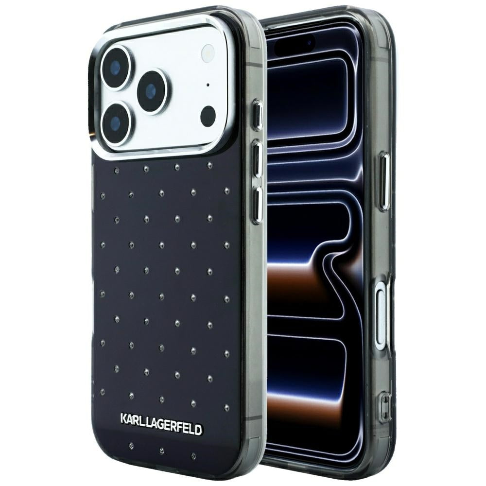 Deksel for Apple iPhone 18 Pro Max / 17 Pro Max, Karl Lagerfeld, IML Rhinestones og Elektroplettert Logo, Svart