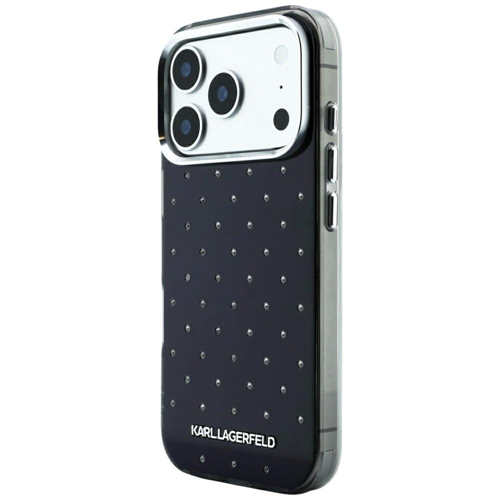 Deksel for Apple iPhone 18 Pro Max / 17 Pro Max, Karl Lagerfeld, IML Rhinestones og Elektroplettert Logo, Svart