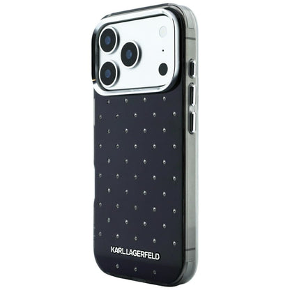 Deksel for Apple iPhone 18 Pro Max / 17 Pro Max, Karl Lagerfeld, IML Rhinestones og Elektroplettert Logo, Svart