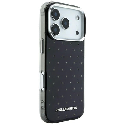 Deksel for Apple iPhone 18 Pro Max / 17 Pro Max, Karl Lagerfeld, IML Rhinestones og Elektroplettert Logo, Svart