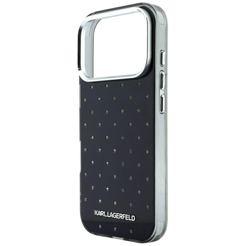 Deksel for Apple iPhone 18 Pro Max / 17 Pro Max, Karl Lagerfeld, IML Rhinestones og Elektroplettert Logo, Svart