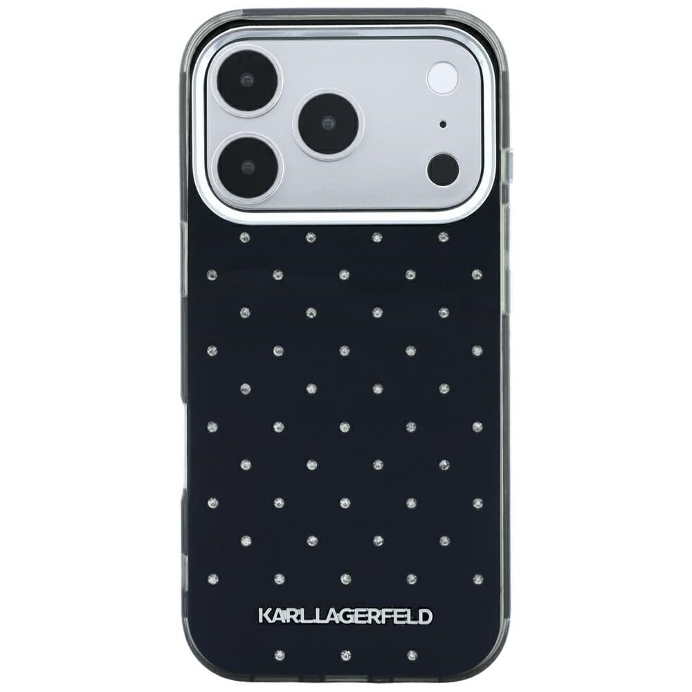 Deksel for Apple iPhone 18 Pro Max / 17 Pro Max, Karl Lagerfeld, IML Rhinestones og Elektroplettert Logo, Svart