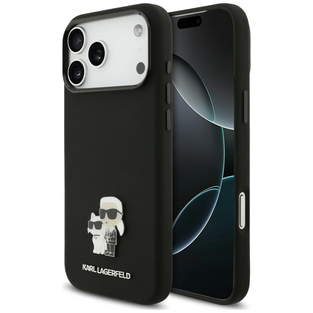 Deksel til Apple iPhone 18 Pro Max / 17 Pro Max, Karl Lagerfeld, Karl & Choupette Metal Pin, svart