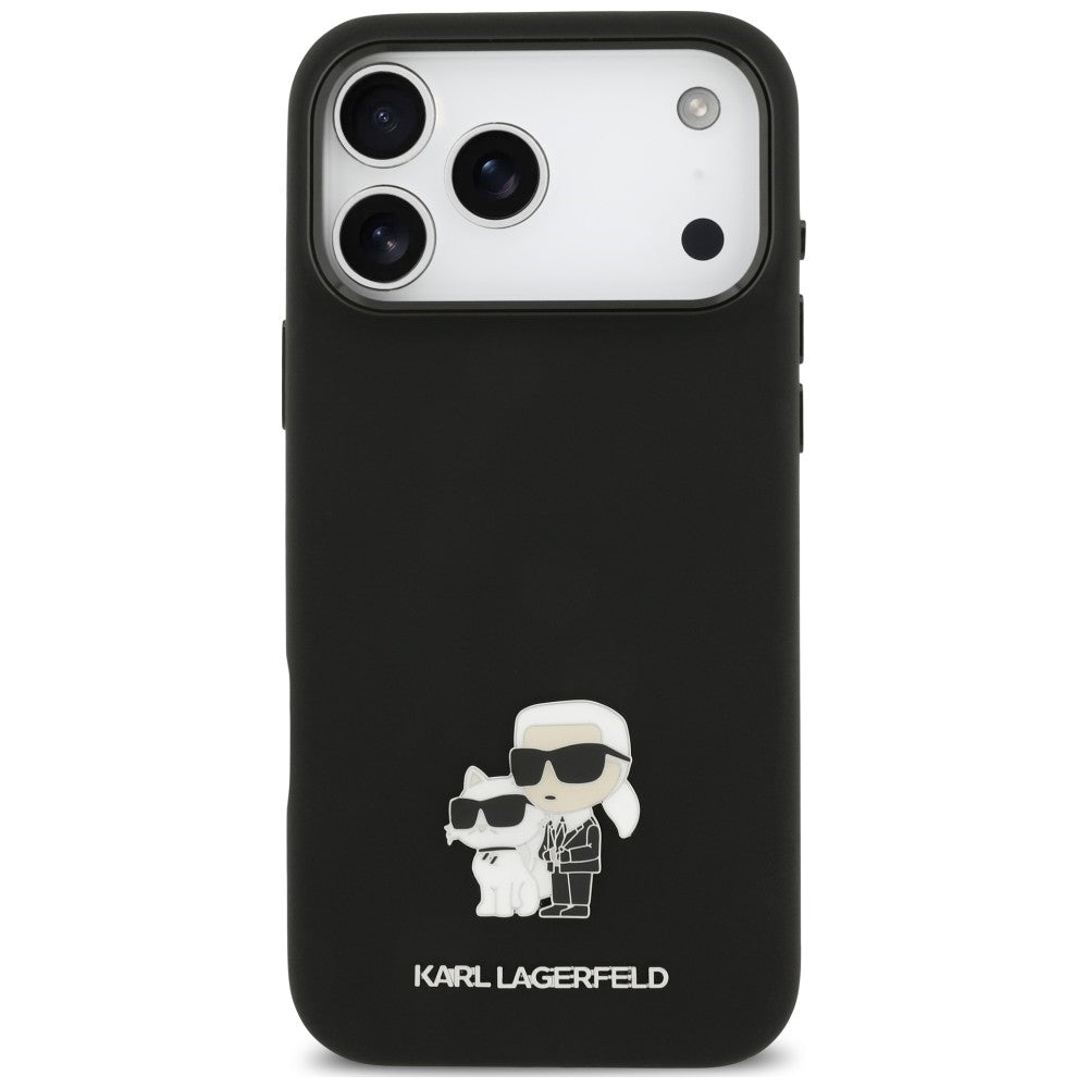 Deksel til Apple iPhone 18 Pro Max / 17 Pro Max, Karl Lagerfeld, Karl & Choupette Metal Pin, svart