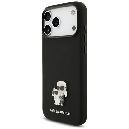 Deksel til Apple iPhone 18 Pro Max / 17 Pro Max, Karl Lagerfeld, Karl & Choupette Metal Pin, svart