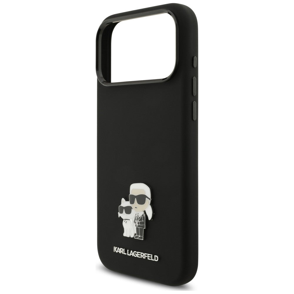 Deksel til Apple iPhone 18 Pro Max / 17 Pro Max, Karl Lagerfeld, Karl & Choupette Metal Pin, svart