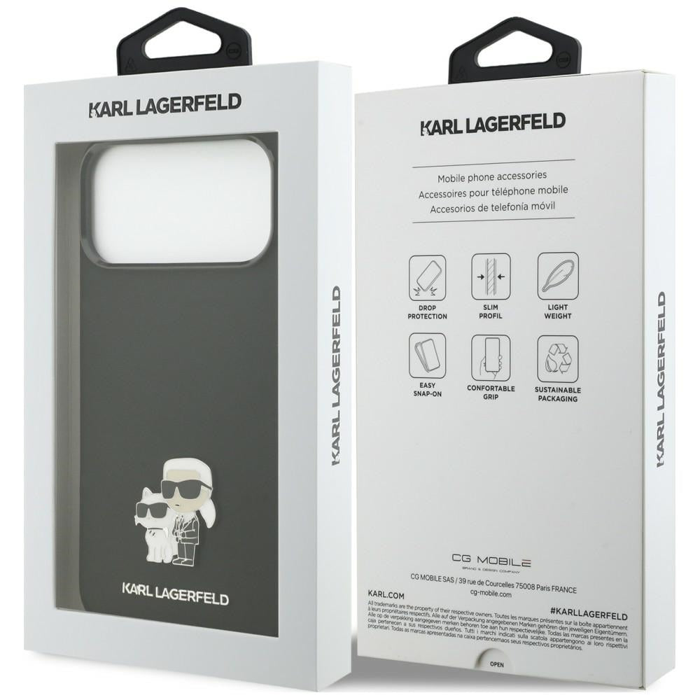 Deksel til Apple iPhone 18 Pro Max / 17 Pro Max, Karl Lagerfeld, Karl & Choupette Metal Pin, svart