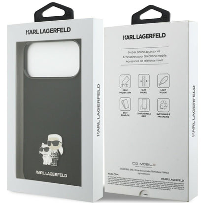 Deksel til Apple iPhone 18 Pro Max / 17 Pro Max, Karl Lagerfeld, Karl & Choupette Metal Pin, svart