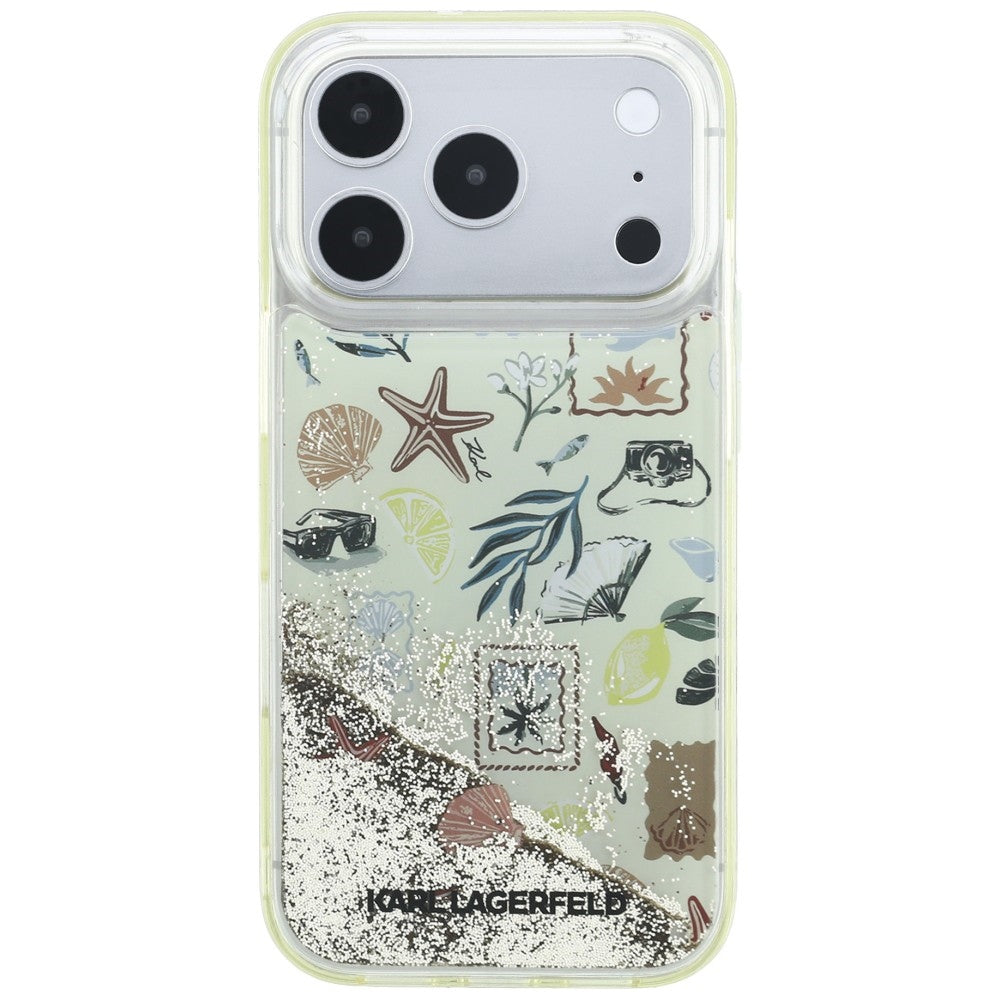 Deksel for Apple iPhone 18 Pro Max / 17 Pro Max, Karl Lagerfeld, Liquid Glitter Beach and Sand, Beige
