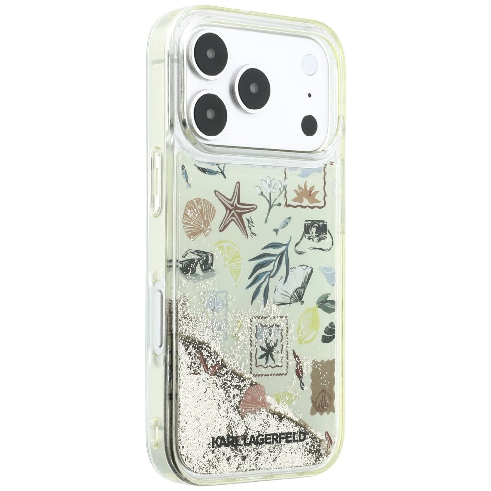 Deksel for Apple iPhone 18 Pro Max / 17 Pro Max, Karl Lagerfeld, Liquid Glitter Beach and Sand, Beige