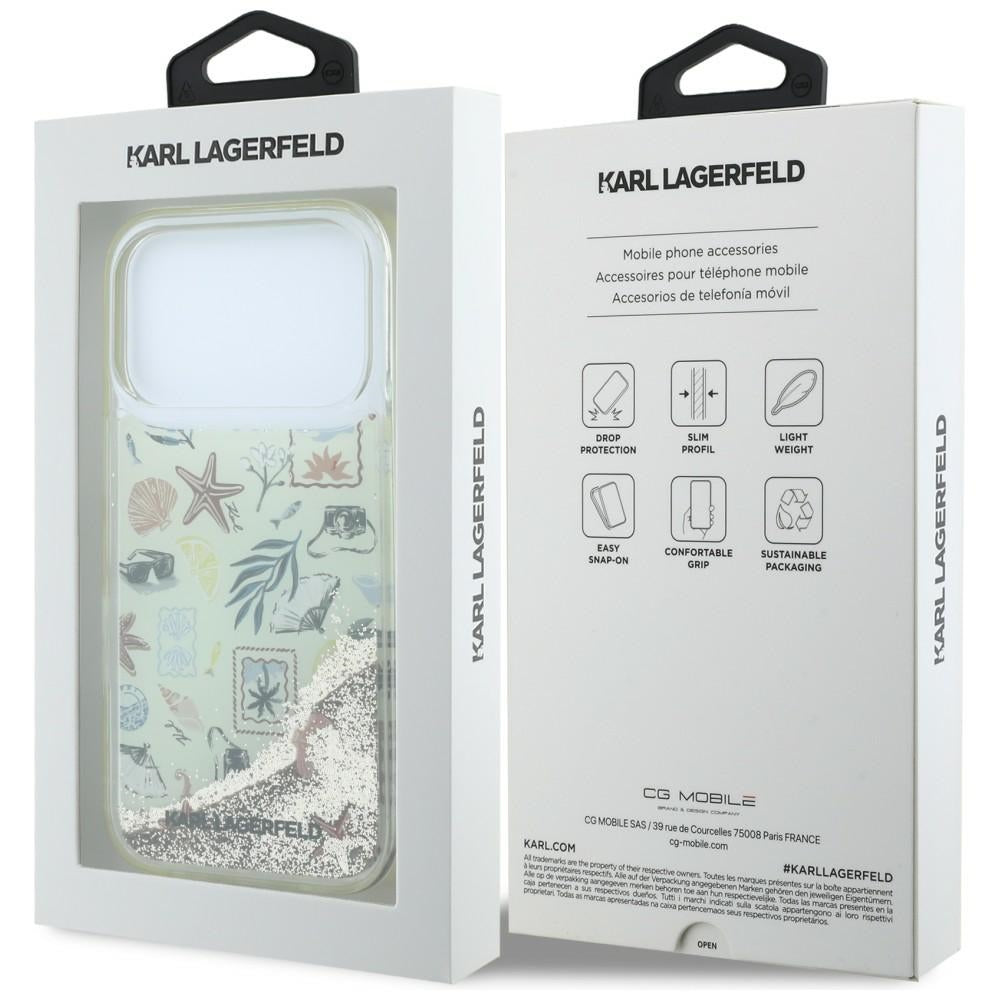 Deksel for Apple iPhone 18 Pro Max / 17 Pro Max, Karl Lagerfeld, Liquid Glitter Beach and Sand, Beige