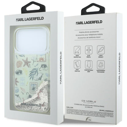 Deksel for Apple iPhone 18 Pro Max / 17 Pro Max, Karl Lagerfeld, Liquid Glitter Beach and Sand, Beige