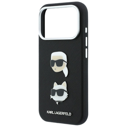 Deksel til Apple iPhone 18 Pro Max / 17 Pro Max, Karl Lagerfeld, Saffiano Crossbody Karl & Choupette Head's Pins-logo, svart