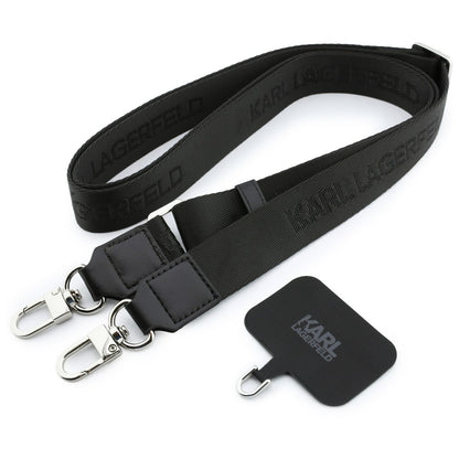 Deksel til Apple iPhone 18 Pro Max / 17 Pro Max, Karl Lagerfeld, Saffiano Crossbody Karl & Choupette Head's Pins-logo, svart