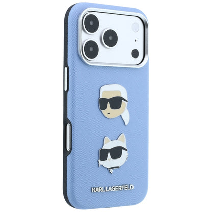 Deksel for Apple iPhone 18 Pro Max / 17 Pro Max, Karl Lagerfeld, Saffiano med Karl & Choupette-hodepinne og logo, blå