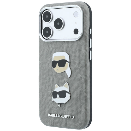 Deksel til Apple iPhone 18 Pro Max / 17 Pro Max, Karl Lagerfeld, Saffiano med Karl & Choupette Head's Pin and Logo, grå