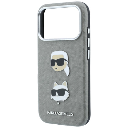 Deksel til Apple iPhone 18 Pro Max / 17 Pro Max, Karl Lagerfeld, Saffiano med Karl & Choupette Head's Pin and Logo, grå