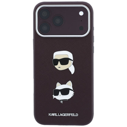 Deksel til Apple iPhone 18 Pro Max / 17 Pro Max, Karl Lagerfeld, Saffiano med Karl & Choupette-hodepin og logo, Burgunder