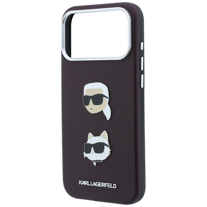 Deksel til Apple iPhone 18 Pro Max / 17 Pro Max, Karl Lagerfeld, Saffiano med Karl & Choupette-hodepin og logo, Burgunder