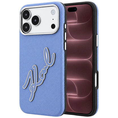 Deksel for Apple iPhone 18 Pro Max / 17 Pro Max, Karl Lagerfeld, Smooth Big Resin Signature Logo, Bleu