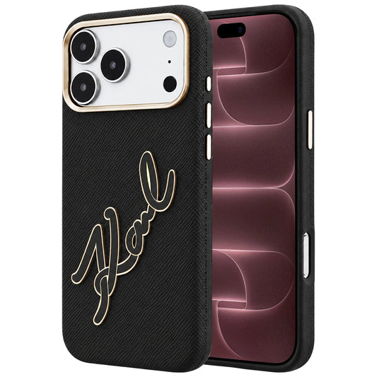 Deksel for Apple iPhone 18 Pro Max / 17 Pro Max, Karl Lagerfeld, Smooth Big Resin Signature Logo, Svart