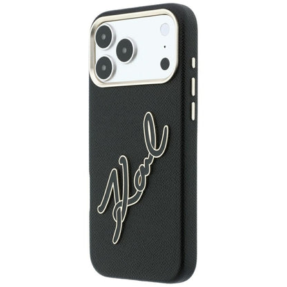 Deksel for Apple iPhone 18 Pro Max / 17 Pro Max, Karl Lagerfeld, Smooth Big Resin Signature Logo, Svart