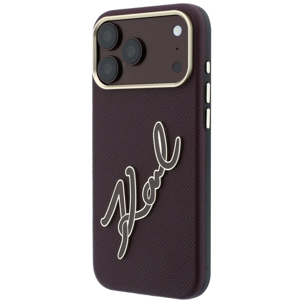 Deksel for Apple iPhone 18 Pro Max / 17 Pro Max, Karl Lagerfeld, Smooth Big Resin Signature Logo, Burgunder