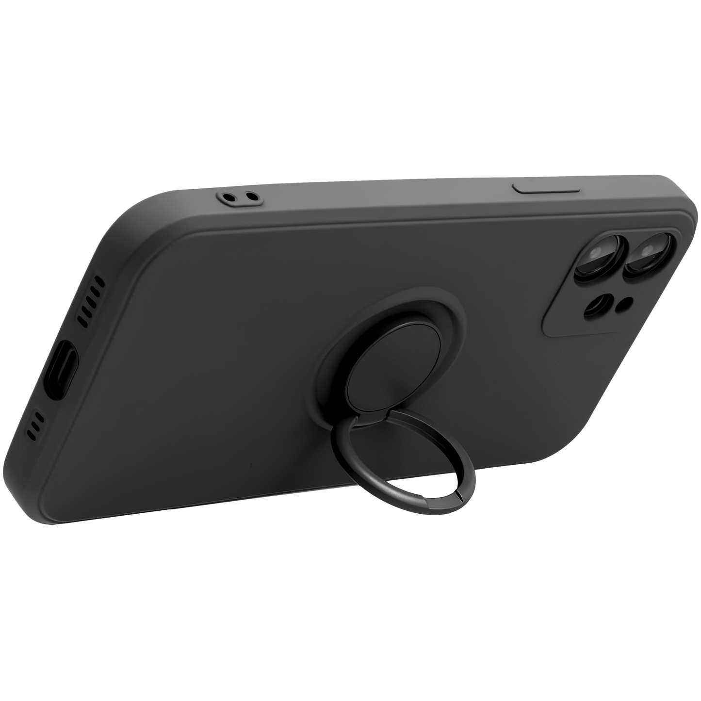 Deksel for Apple iPhone 16 Plus, OEM, Silicone Ring, Svart