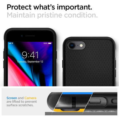 Deksel for Apple iPhone SE (2022) / SE (2020) / 8 / 7, Spigen, Liquid Air, Svart 042CS20511