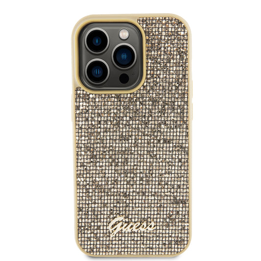 Deksel for Apple iPhone 15 Pro, Guess, PU Square Mirror Script Logo, Gull GUHCP15LPMSDGSD