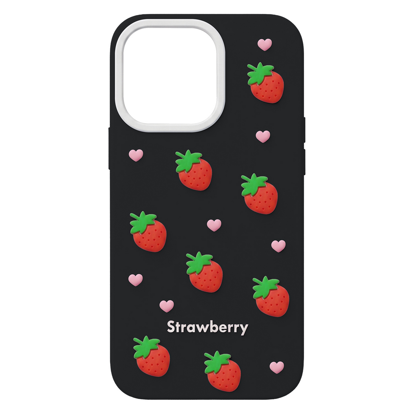 Deksel for Apple iPhone 12 / 12 Pro, OEM, Strawberry, Svart