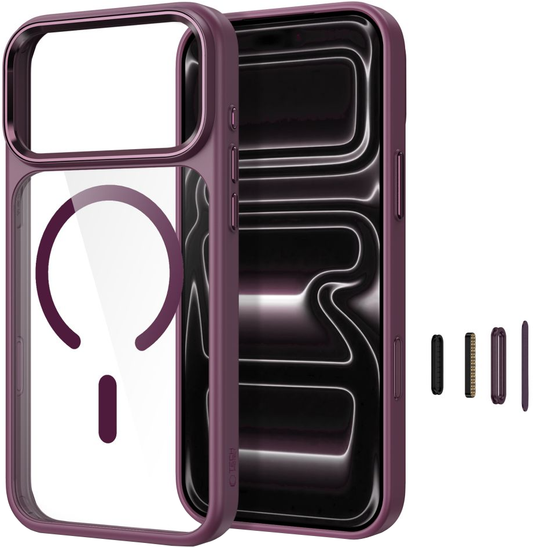 Deksel for Apple iPhone 18 Pro Max / 17 Pro Max, Tech-Protect, Magmat CC, Transparent Burgunder