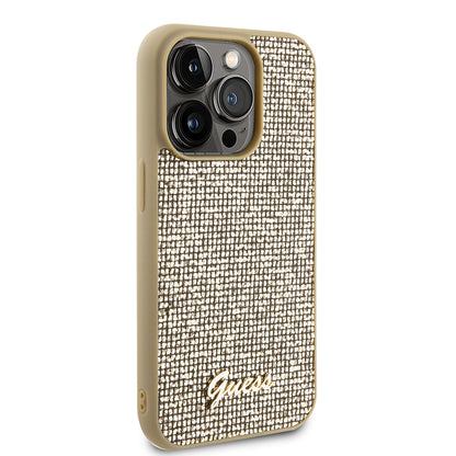 Deksel for Apple iPhone 15 Pro, Guess, PU Square Mirror Script Logo, Gull GUHCP15LPMSDGSD