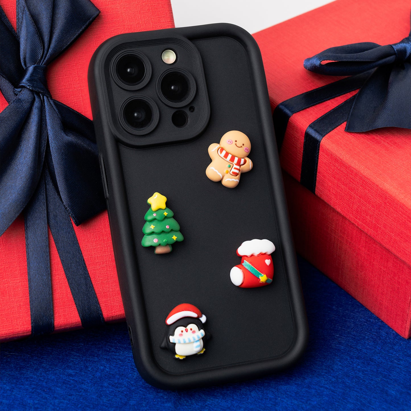 Deksel for Apple iPhone 15 Pro, OEM, Ultra Trendy 3D Christmas, Svart
