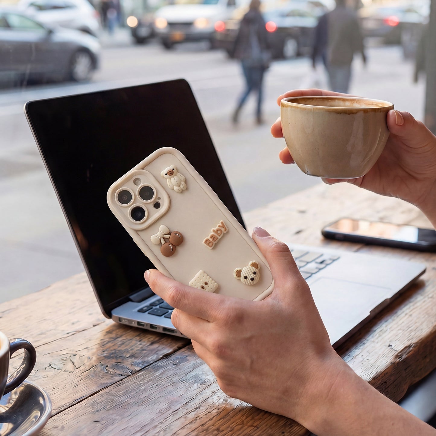 Deksel for Apple iPhone 17, OEM, Ultra Trendy 3D Bear, Beige