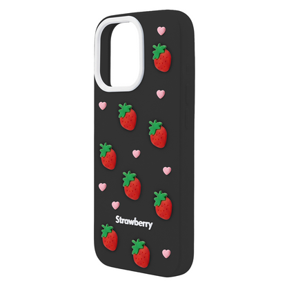 Deksel for Apple iPhone 16 Pro, OEM, Strawberry, Svart