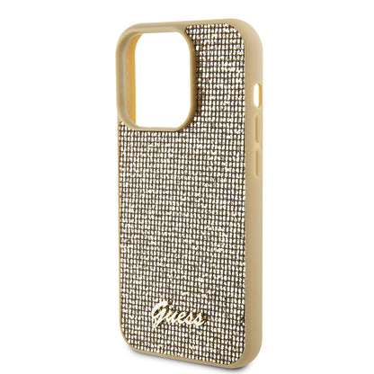 Deksel for Apple iPhone 15 Pro, Guess, PU Square Mirror Script Logo, Gull GUHCP15LPMSDGSD