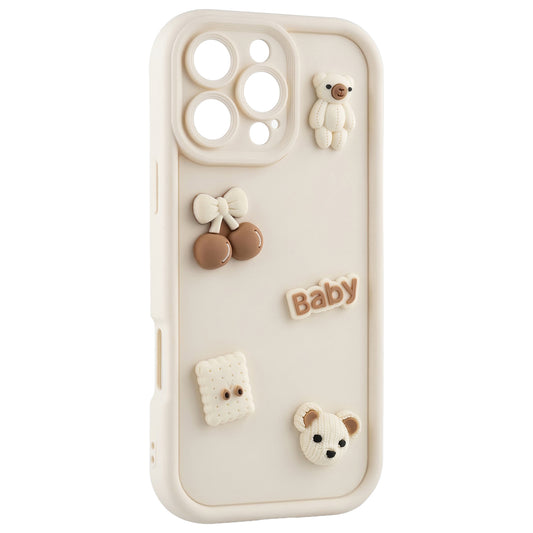 Deksel for Apple iPhone 14, OEM, Ultra Trendy 3D Bear, Beige