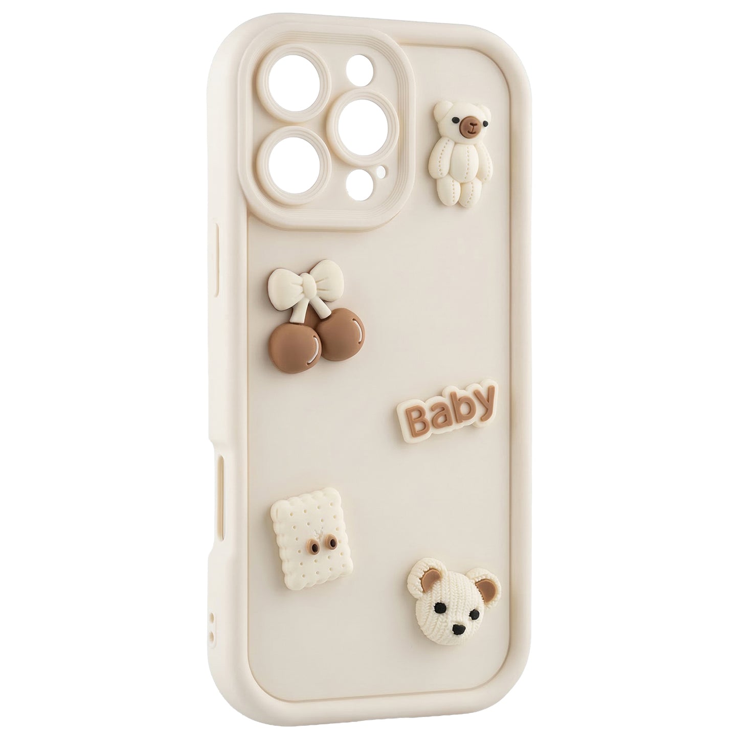 Deksel for Apple iPhone 17 Pro, OEM, Ultra Trendy 3D Bear, Beige