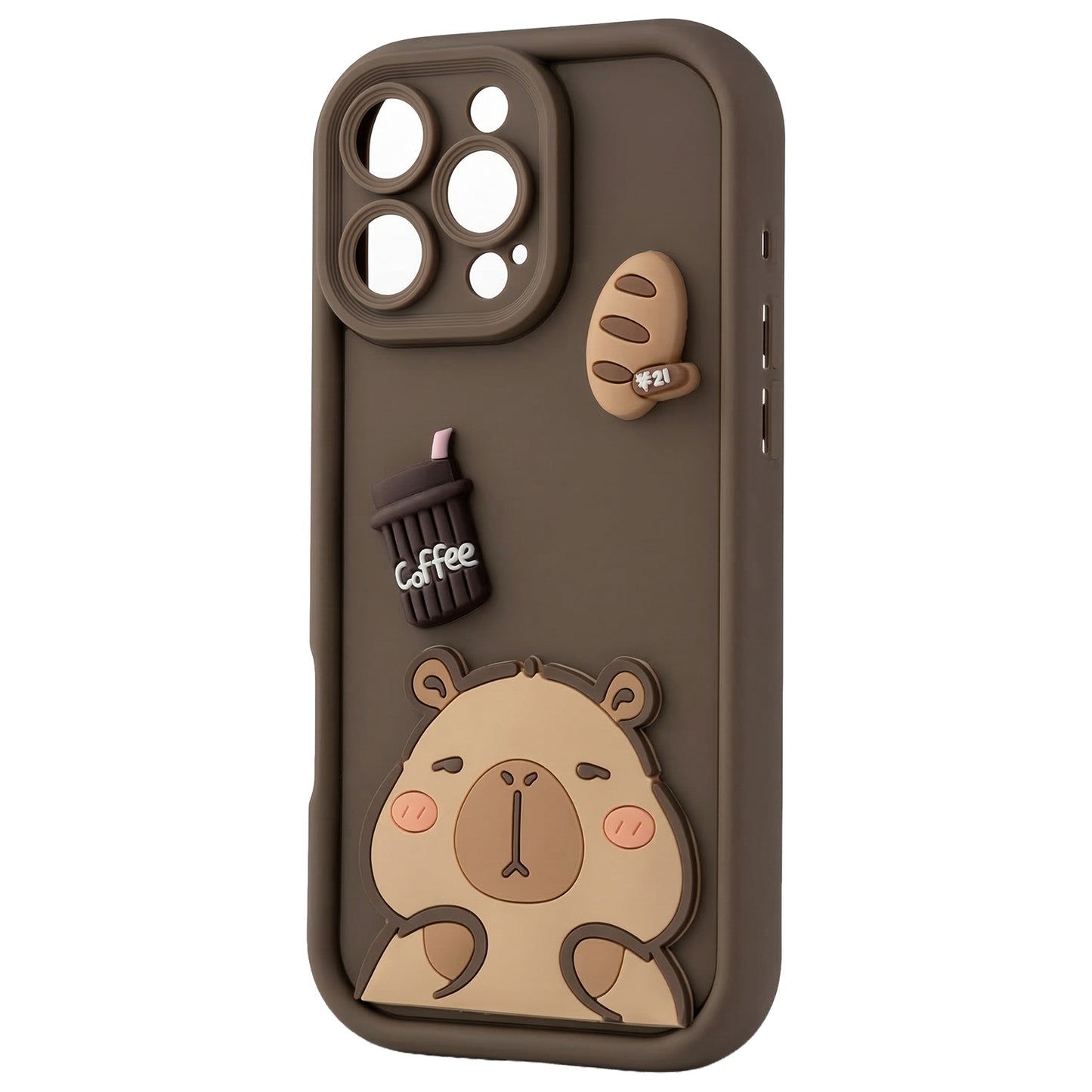 Deksel for Apple iPhone 16, OEM, Ultra Trendy 3D Capybara, Brun