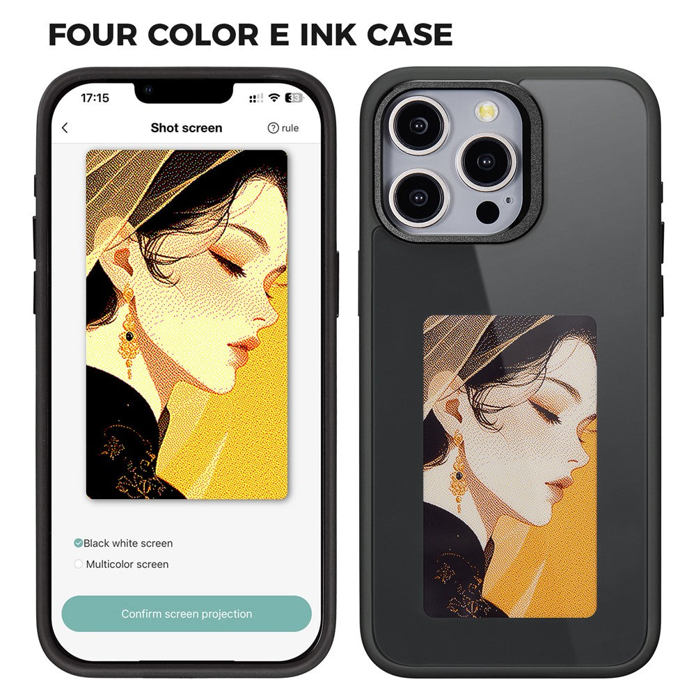 Deksel for Apple iPhone 14 Pro Max, OEM, Tilpasset E-Ink-skjerm, Svart