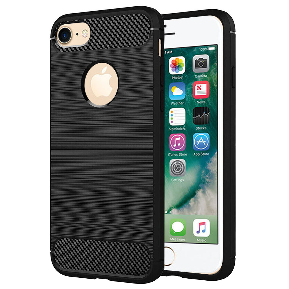 Deksel for Apple iPhone 8 / 7, Techsuit, Karbon, Svart