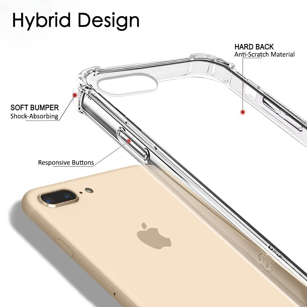 Deksel for Apple iPhone 8 Plus / 7 Plus, Techsuit, Støtsikker Klar, Transparent
