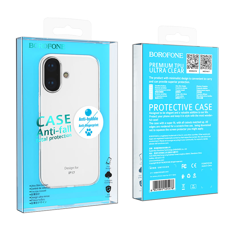 Deksel for Apple iPhone 17, Borofone, BI4 Ice, Transparent